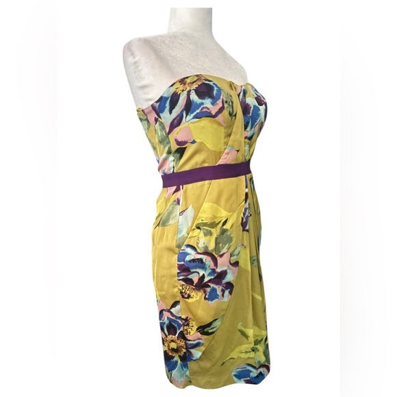 Y2KFloral Strapless Yellow Dress - Picture 3 of 3